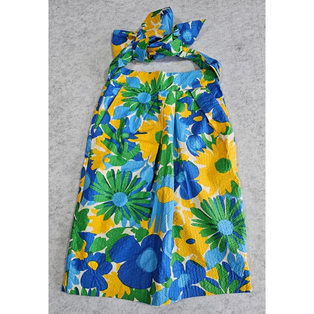J.Crew "Morning Floral" Puckered Tie-Waist Pencil Skirt, 100% Cotton, New Sz 000 - Picture 4 of 14
